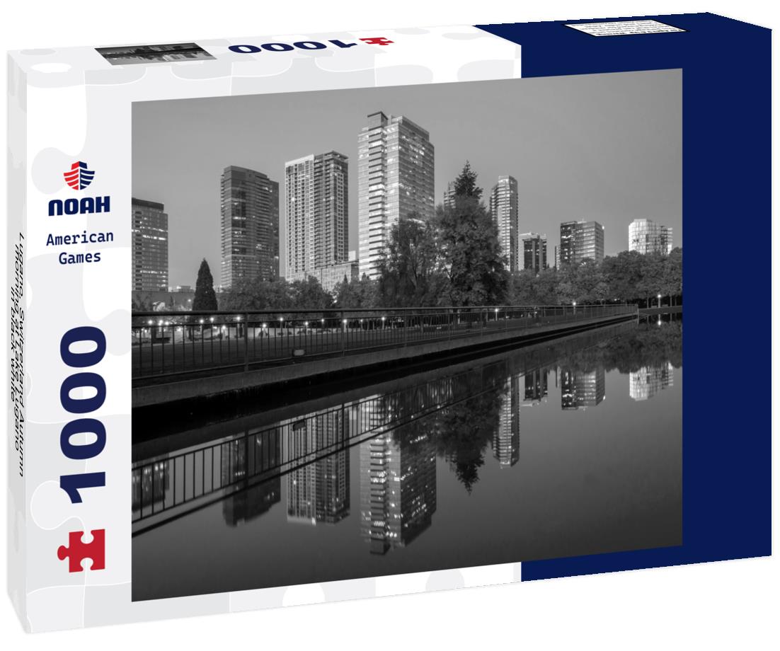 Noah Jigsaw Puzzle Lugano, Switzerland Autumn morning at Lake Lugano in black white 1000 pieces