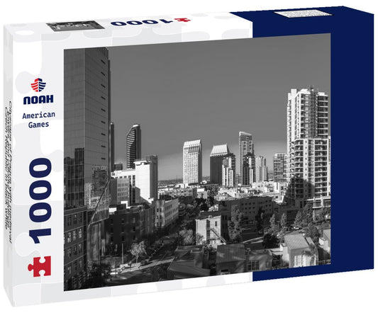 Noah Jigsaw Puzzle Cityscape of Prague with medieval towers and colorful buildings, Czech Republic in black white 1000 pieces