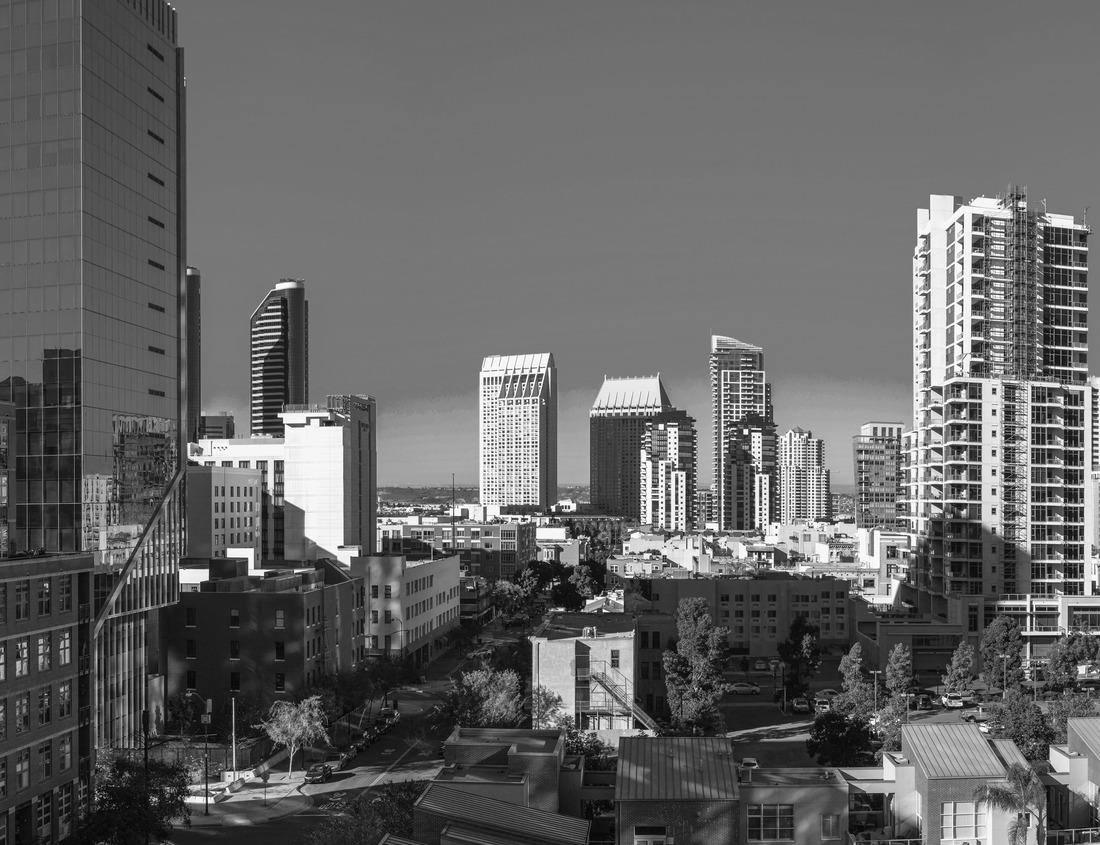 Noah Jigsaw Puzzle Cityscape of Prague with medieval towers and colorful buildings, Czech Republic in black white 1000 pieces