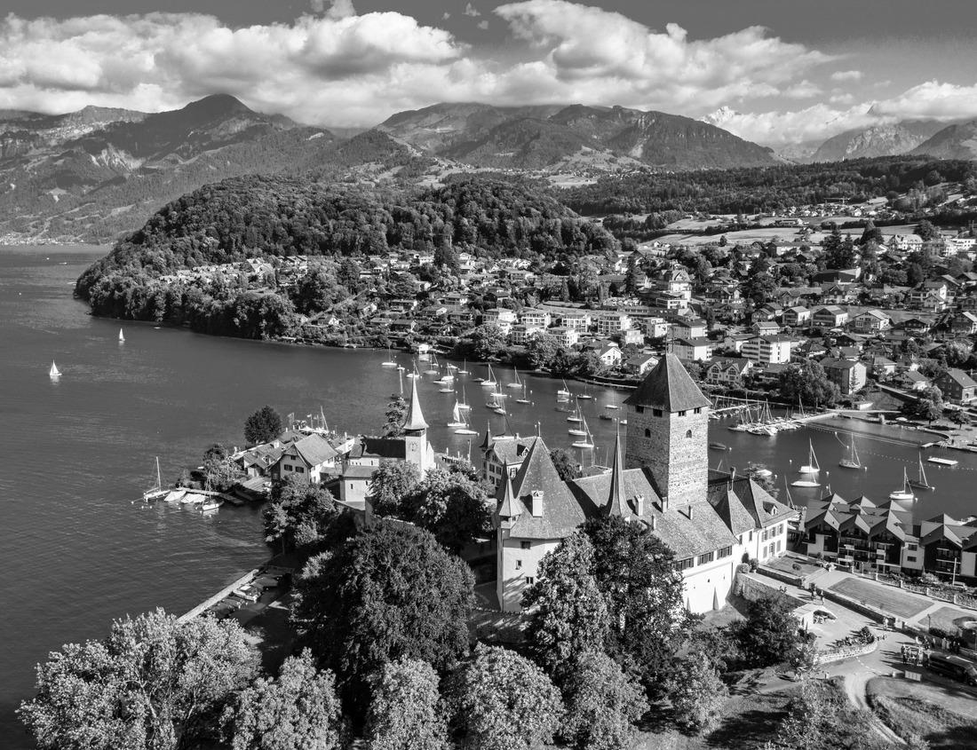 Noah Jigsaw Puzzle Scenic cityscape of Tanger City on the African side of the Strait of Gibraltar, Morocco in black white 1000 pieces