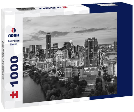 Noah Jigsaw Puzzle Red tulips in curving rows in the Noordoostpolder, Netherlands in black white 1000 pieces