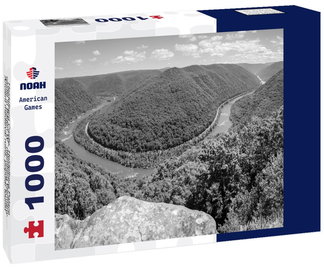 Noah Jigsaw Puzzle Heidelberg Castle, Heidelberg Palace, castle in Baden-Württemberg Germany. Ancient medieval ruins, popular tourist site, nature, cloudy sky in black white 1000 pieces