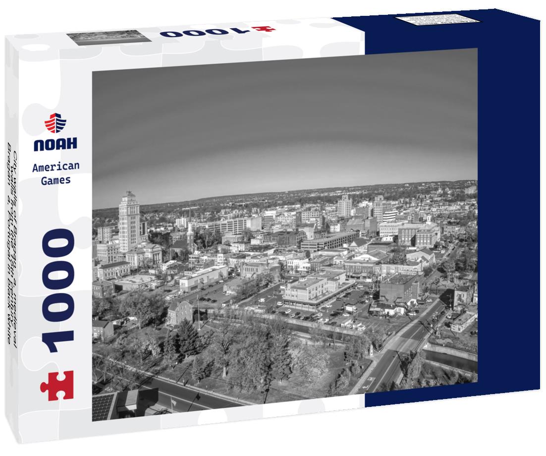 Noah Jigsaw Puzzle City walls of Bragança, medieval walls from the 15th century, Bragança, Portugal in black white 1000 pieces