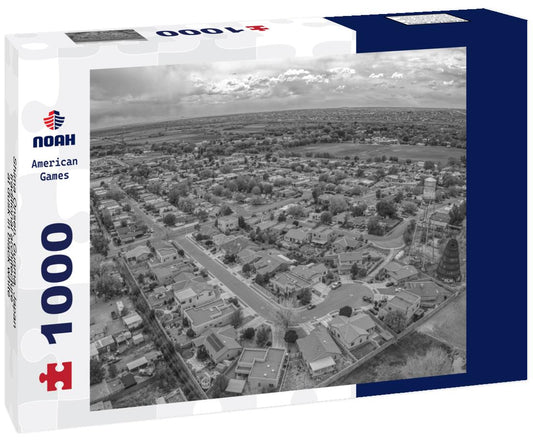 Noah Jigsaw Puzzle Shima Onsen, Gunma, Japan traditional architecture at dusk in black white 1000 pieces