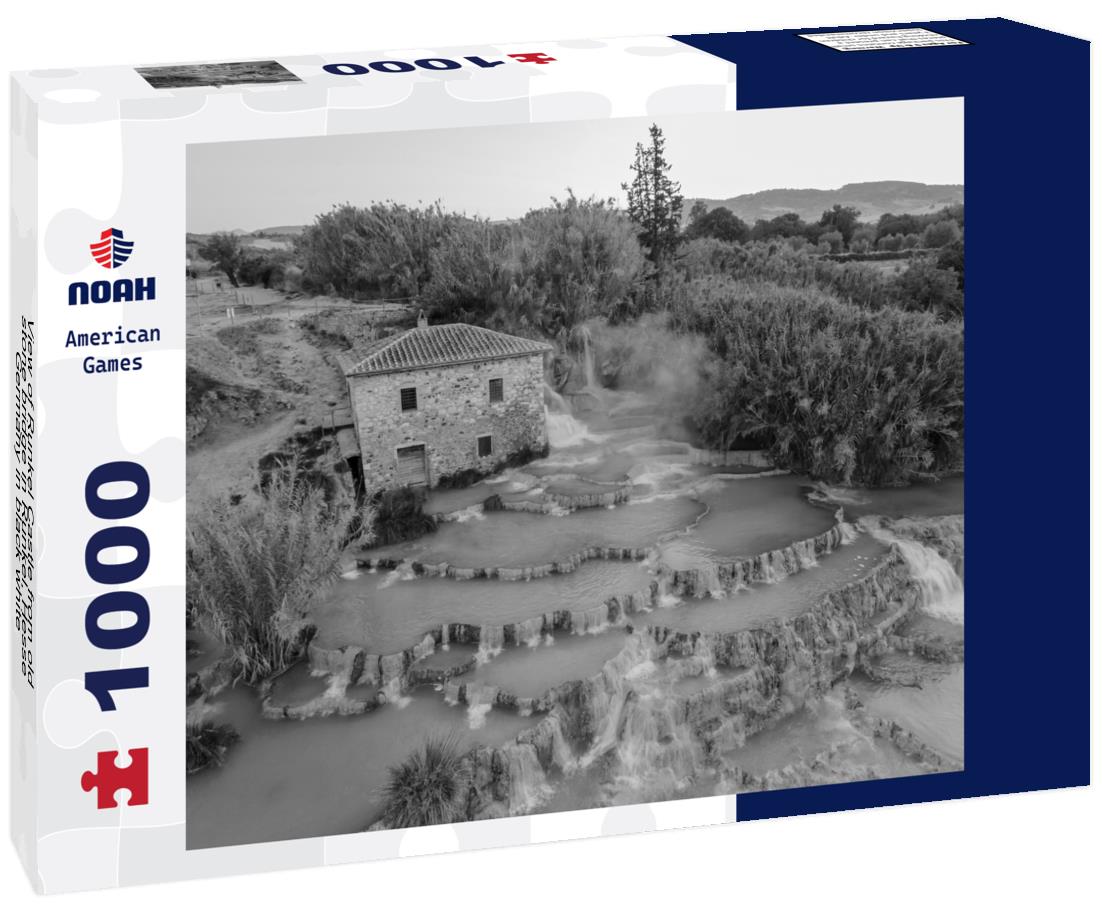 Noah Jigsaw Puzzle View of Runkel Castle from old stone bridge in Runkel, Hesse, Germany in black white 1000 pieces