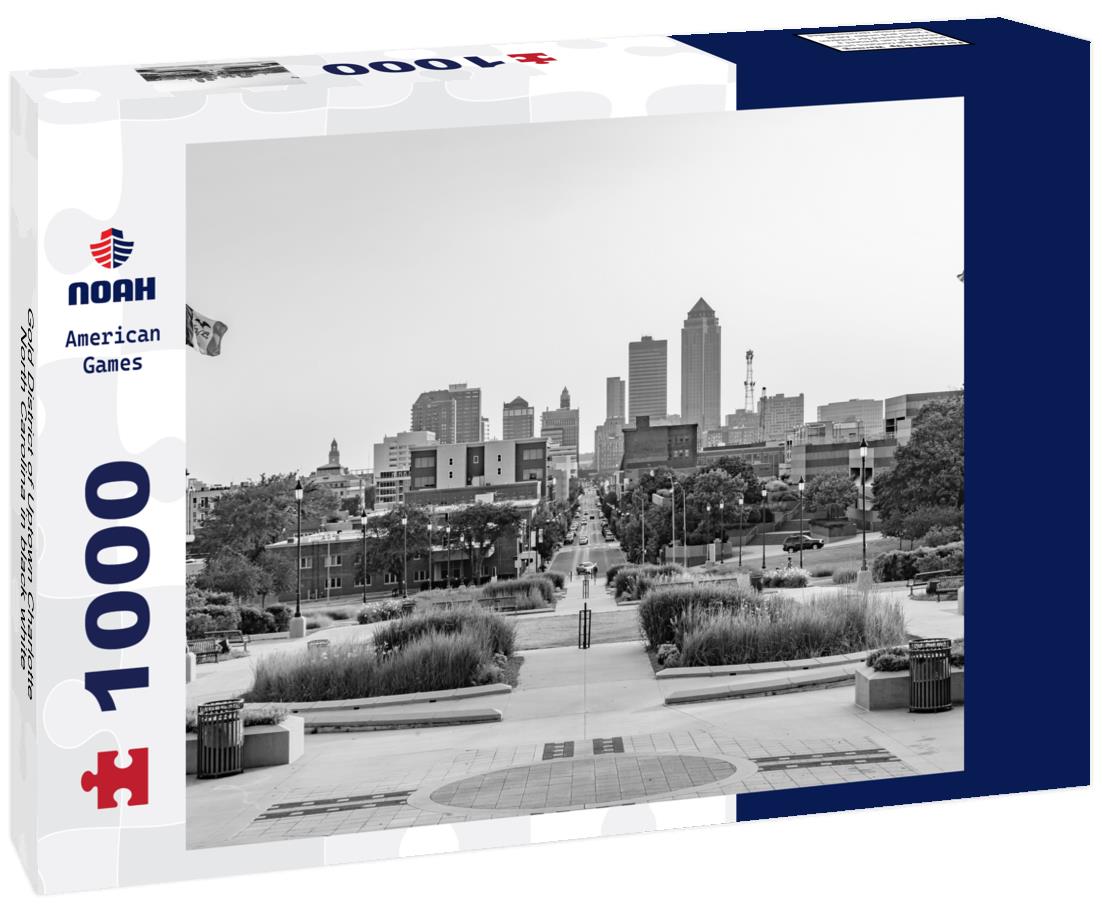 Noah Jigsaw Puzzle Gold District of Uptown Charlotte, North Carolina in black white 1000 pieces