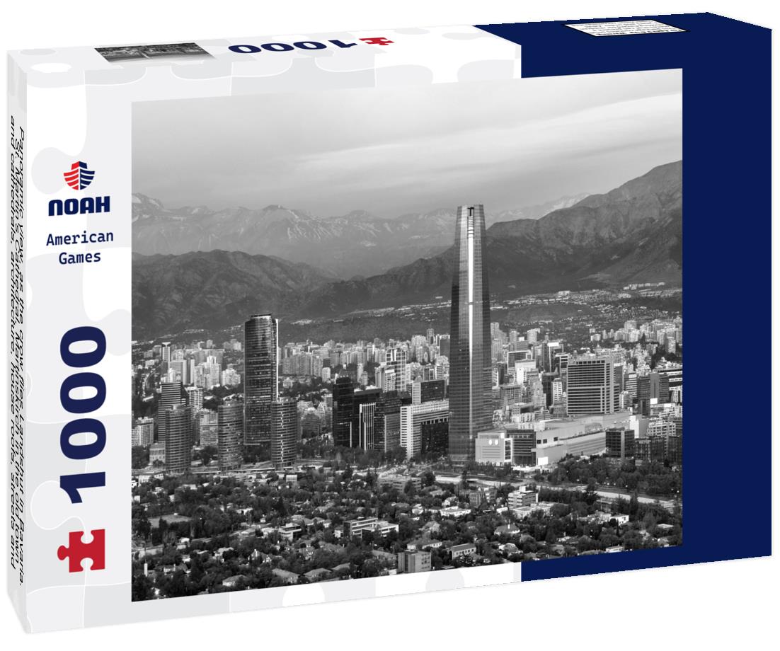 Noah Jigsaw Puzzle Panoramic view, as the crow flies Landshut in Bavaria. St. Martin's Cathedral, Martinskirch in the old town and cathedrals, architecture, house roofs, streets and landscape, Landshut, Germany in black white 1000 pieces