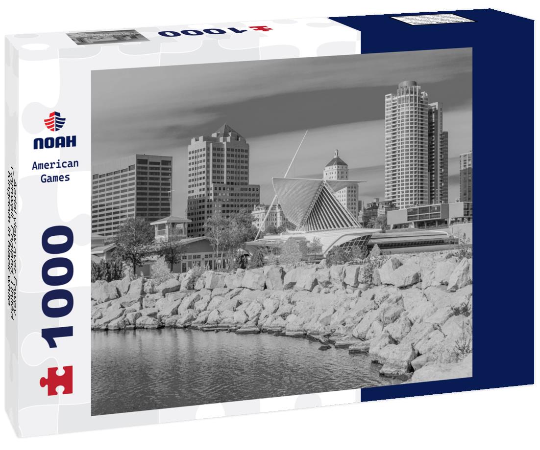 Noah Jigsaw Puzzle Aerial view over Fowey, Cornwall, England, United Kingdom in black white 1000 pieces