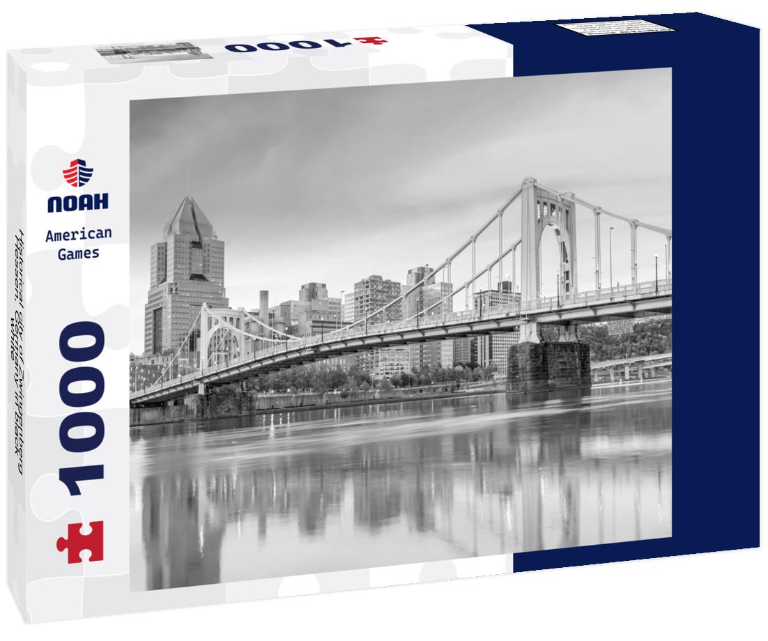 Noah Jigsaw Puzzle Historical city of Zwingenberg, Hessen, Germany in black white 1000 pieces