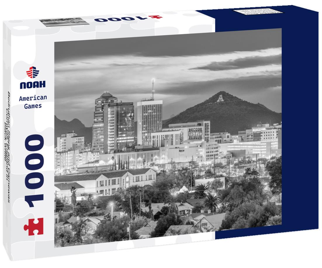 Noah Jigsaw Puzzle Bedruthan Steps and Carnewas, Cornwall, England in black white 1000 pieces