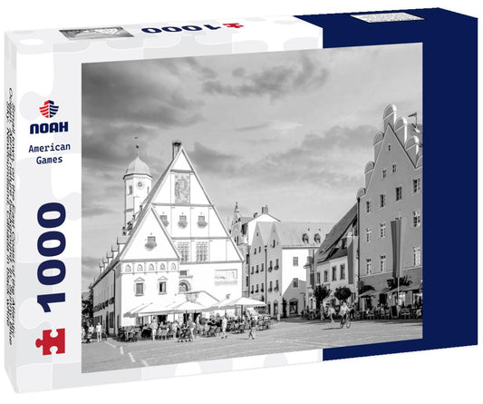 Noah Jigsaw Puzzle Small town, on the East Coast of the Atlantic Ocean. Aerial nature background. In: Sunny Blue Sky. Newfoundland, Canada in black white 1000 pieces