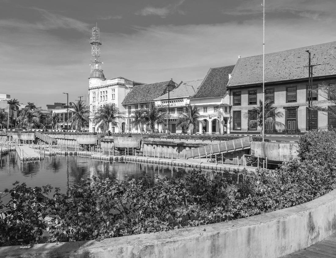 Noah Jigsaw Puzzle Garden around the presidential palace in in São Tomé, São Tomé and Principe (STP), Central Africa in black white 1000 pieces