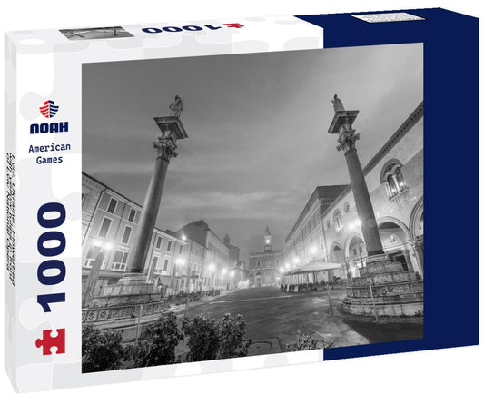 Noah Jigsaw Puzzle Lviv, Ukraine: Flowerbed with yellow tulips in front of Lviv National Opera in black white 1000 pieces