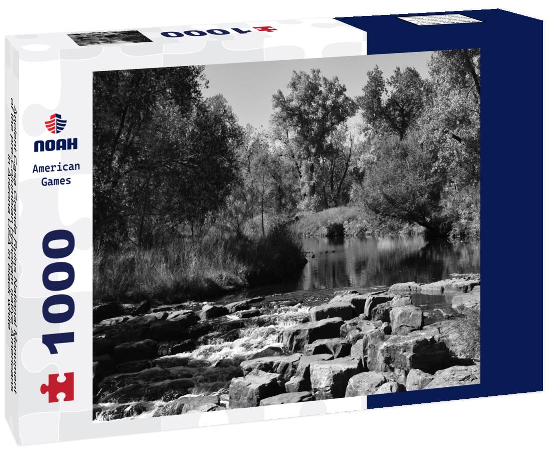 Noah Jigsaw Puzzle Ancient Casa Grande Ruins National Monument of the pre-Columbian Hohokam native Americans in Arizona USA in black white 1000 pieces