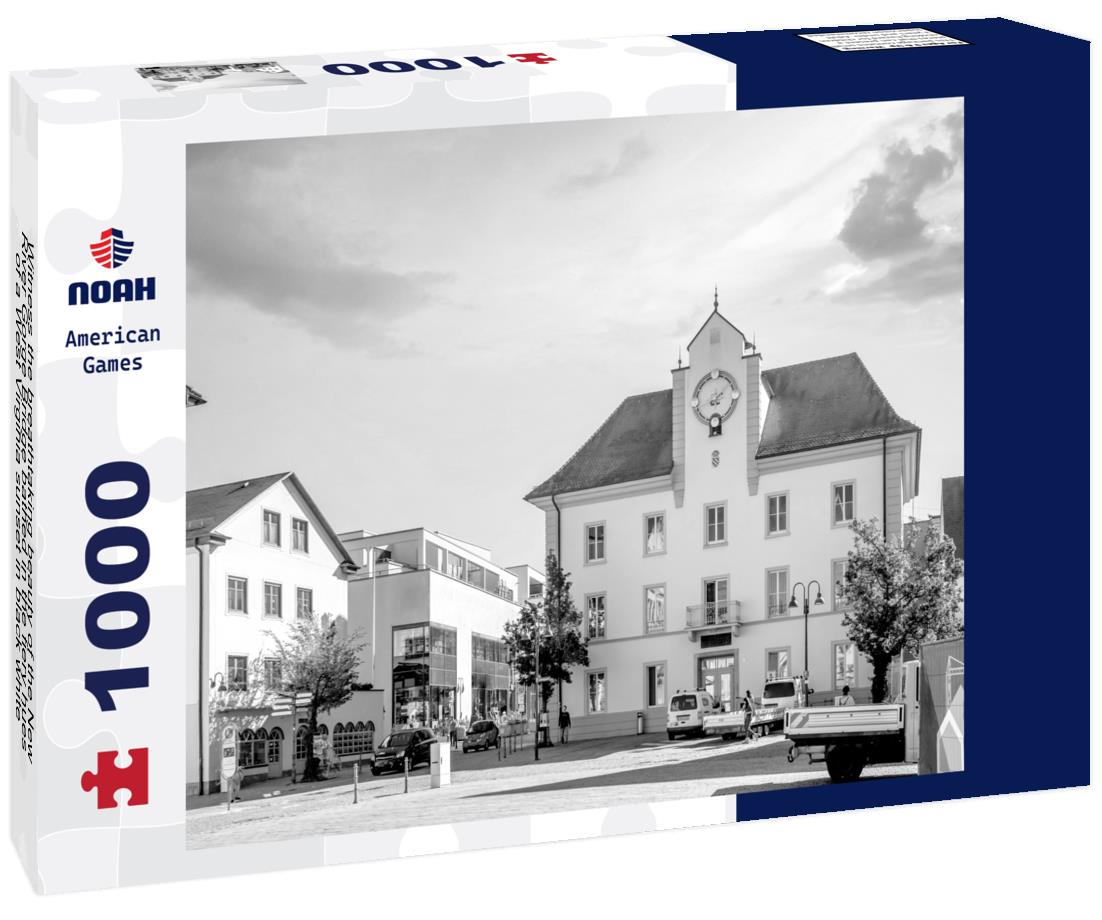 Noah Jigsaw Puzzle Witness the breathtaking beauty of the New River Gorge Bridge bathed in the fiery hues of a West Virginia sunset in black white 1000 pieces