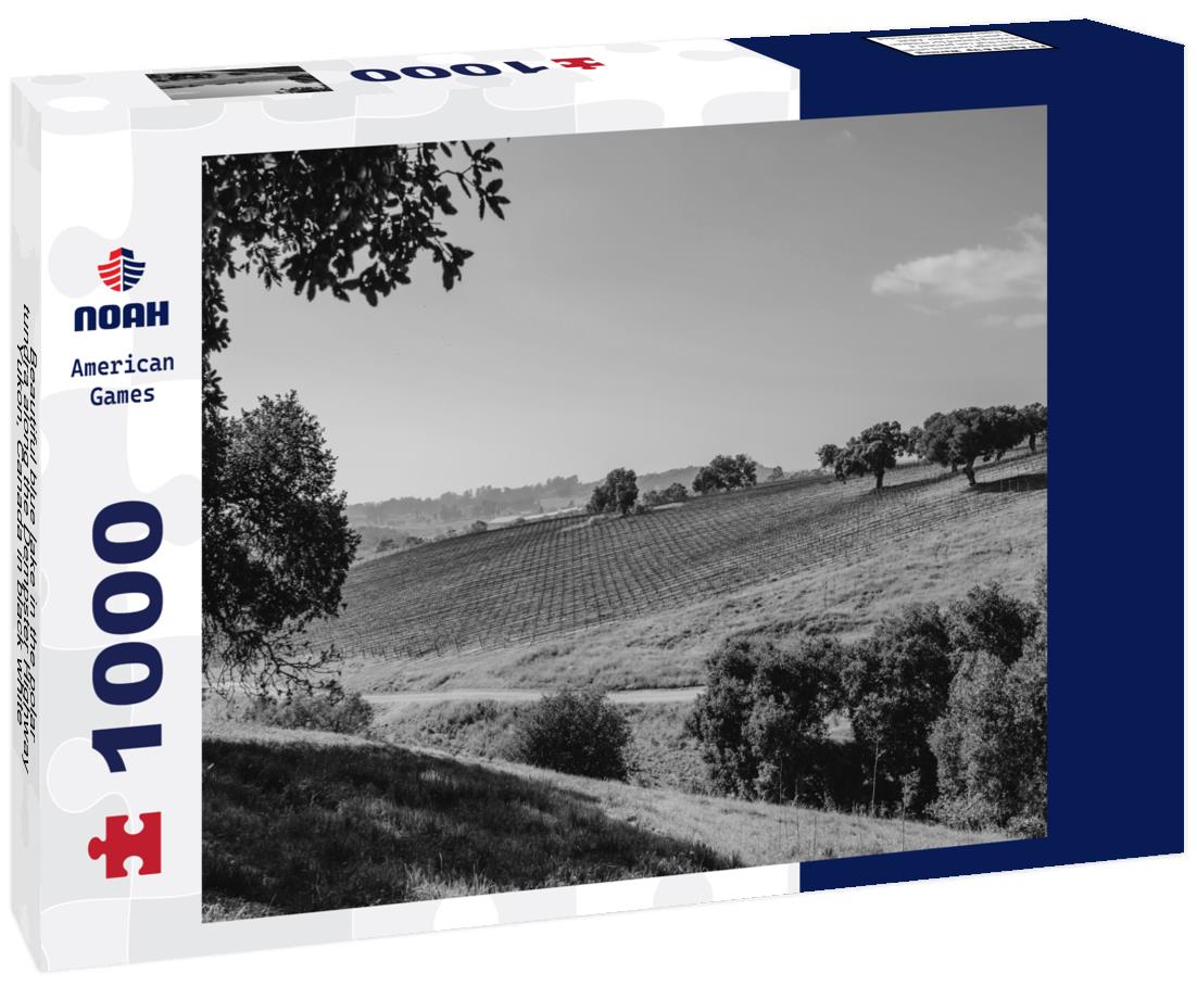 Noah Jigsaw Puzzle Beautiful blue lake in the polar tundra along the Dempster Highway, Yukon, Canada in black white 1000 pieces