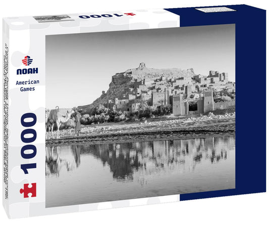 Noah Jigsaw Puzzle Corciano, Perugia, Umbria, Italy: picturesque corner in the old town with an antique staircase and the 15th-century Palazzo del Capitano in black white 1000 pieces