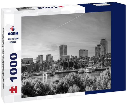 Noah Jigsaw Puzzle 12th century Koutoubia Mosque and Minaret, at sunrise. Marrakesh, Marrakesh-Safi, Morocco in black white 1000 pieces