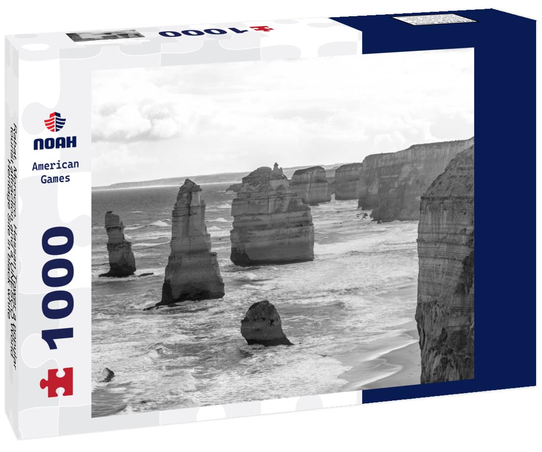 Noah Jigsaw Puzzle Rabat, Morocco. Hassan Tower a popular tourist attraction and a UNESCO World Heritage Site in black white 1000 pieces