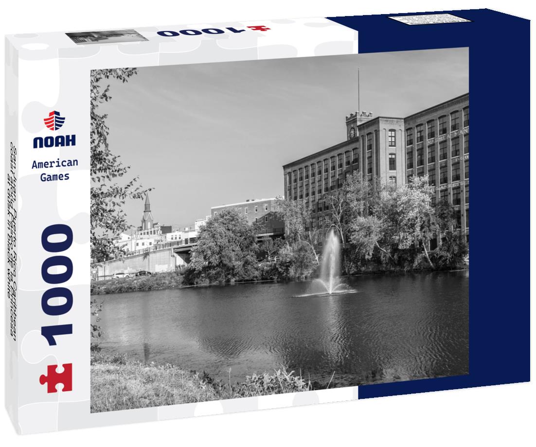 Noah Jigsaw Puzzle San Juan, Puerto Rico Caribbean coast along Paseo de la Princesa at dusk in black white 1000 pieces