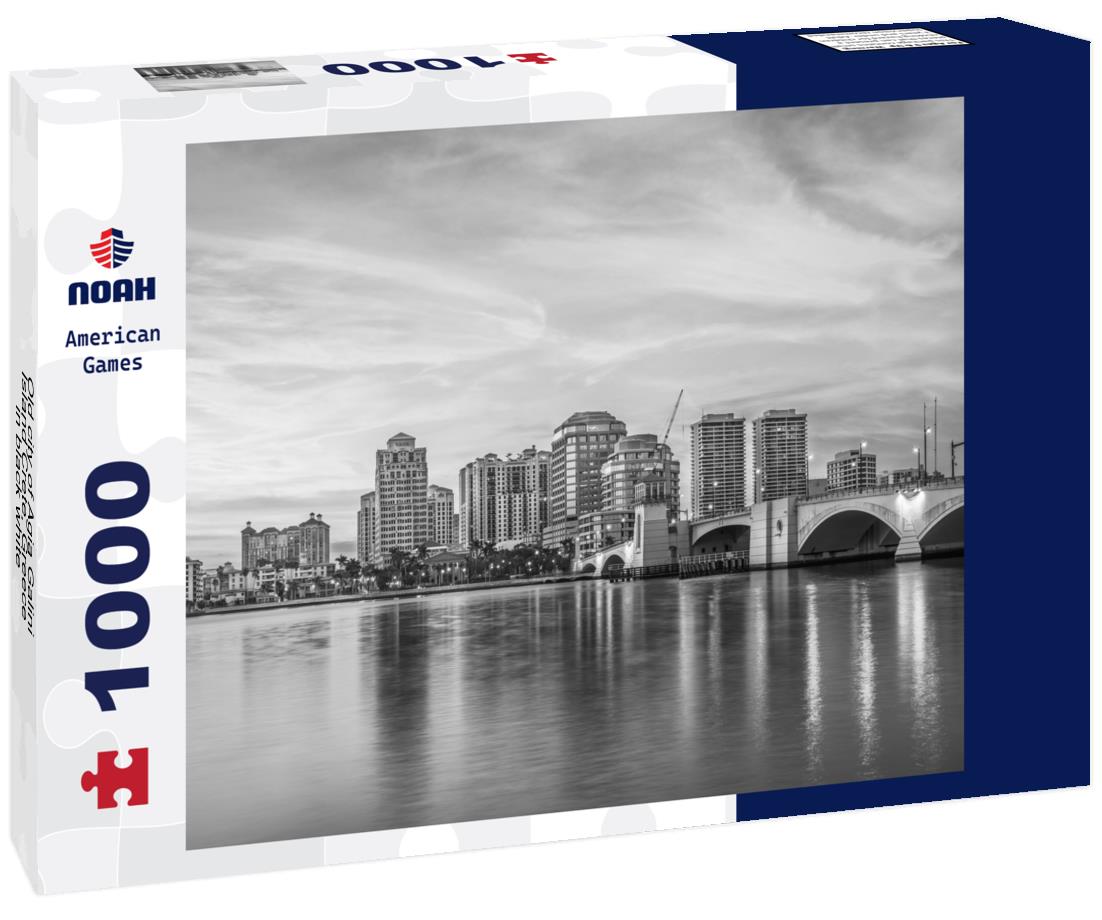 Noah Jigsaw Puzzle Old city of Agia Galini, Island Crete, Greece in black white 1000 pieces