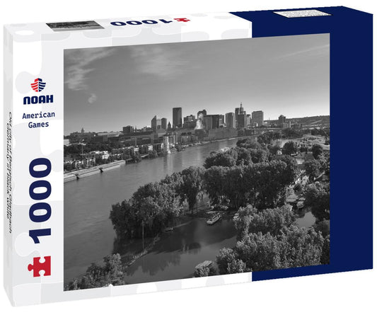 Noah Jigsaw Puzzle Old city of Bergisch Gladbach, Germany in black white 1000 pieces