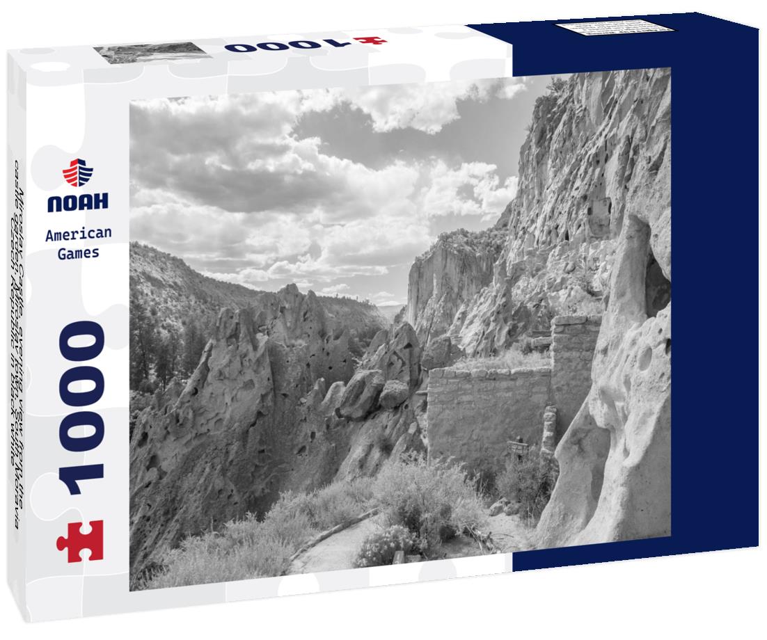 Noah Jigsaw Puzzle Miroslav Castle, evening view from the castle garden, Miroslav town, South Moravia, Czech Republic in black white 1000 pieces