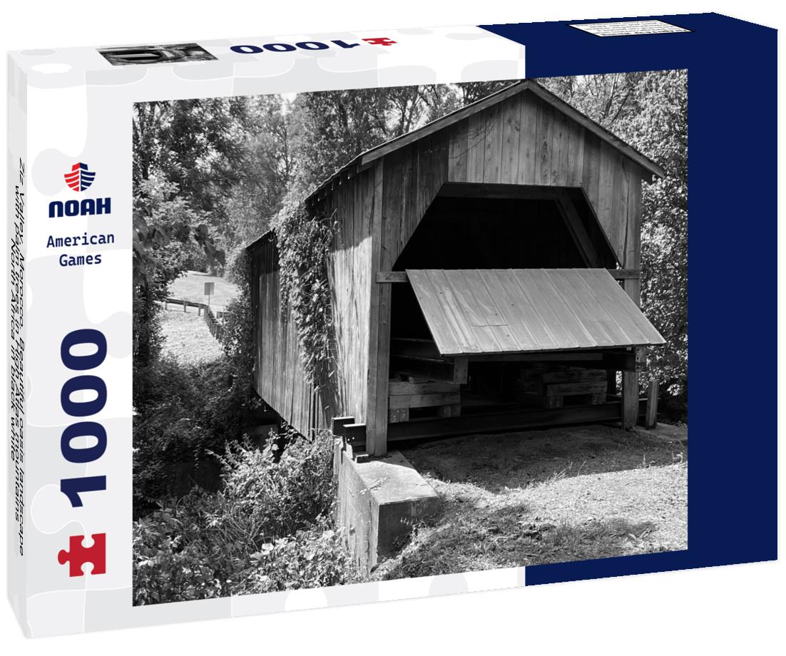 Noah Jigsaw Puzzle Ziz Valley, Morocco. Beautiful oasis landscape with palm trees in High Atlas mountains, North Africa in black white 1000 pieces