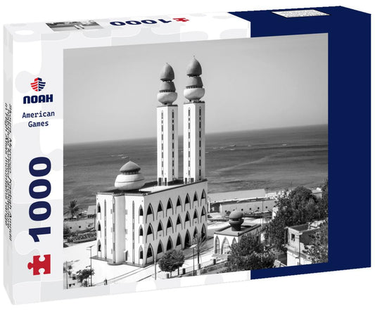 Noah Jigsaw Puzzle Skoura, Morocco. Kasbah Amridil, historical fortified architecture in High Atlas mountains range in black white 1000 pieces