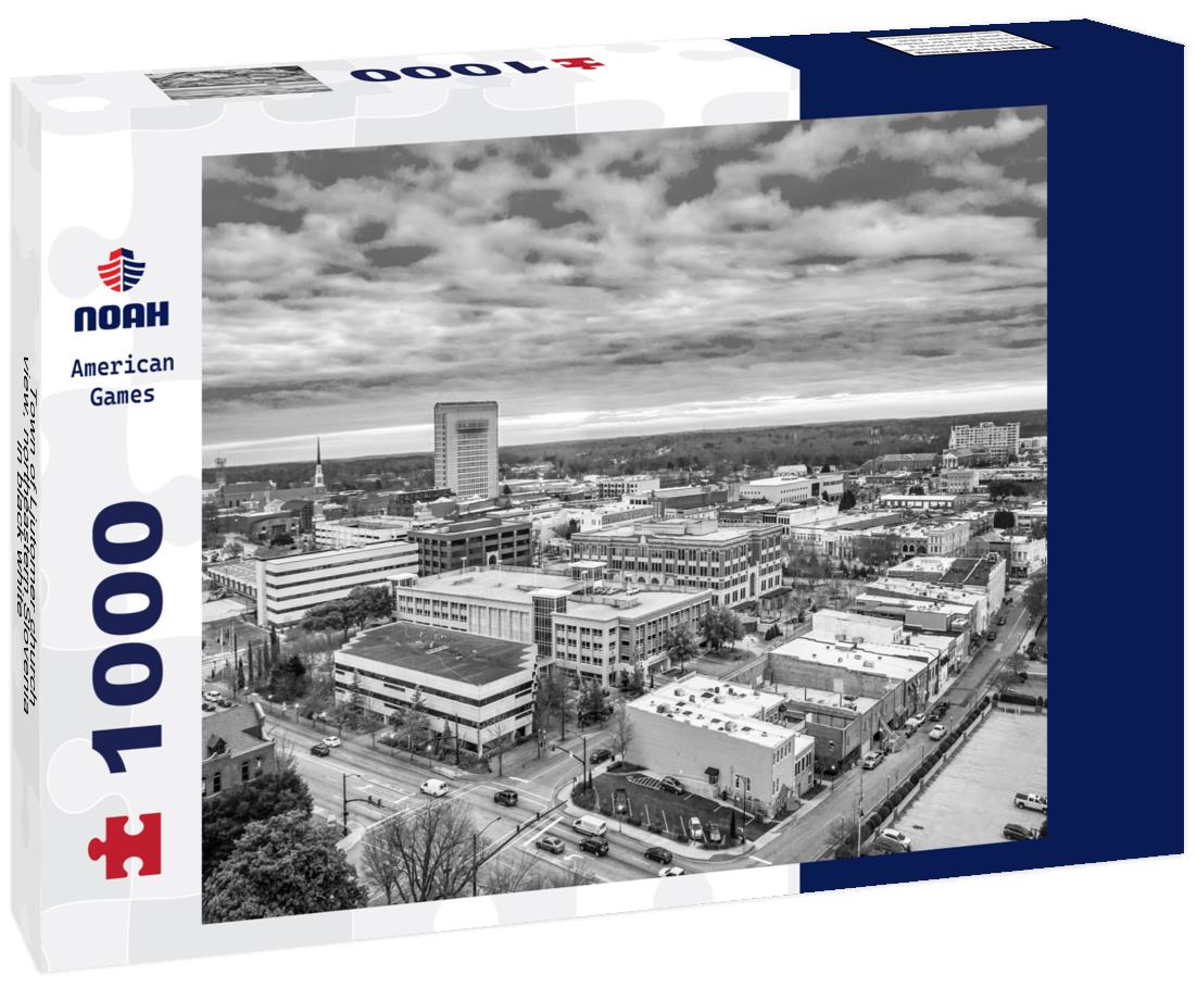 Noah Jigsaw Puzzle Town of Ljutomer church view, northeastern Slovenia in black white 1000 pieces