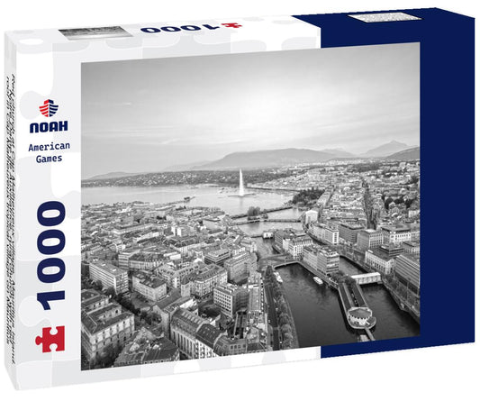 Noah Jigsaw Puzzle Red church at Cap Malheureux village, Mauritius Island. Notre Dame de Auxiliatrice, rural church with red roof in Cap Malheureux tropical village on Mauritius island, Indian Ocean in black white 1000 pieces