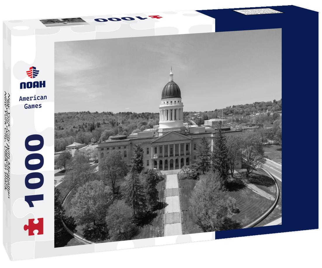 Noah Jigsaw Puzzle New York City with Manhattan Skyline over Hudson River,New York City, USA in black white 1000 pieces