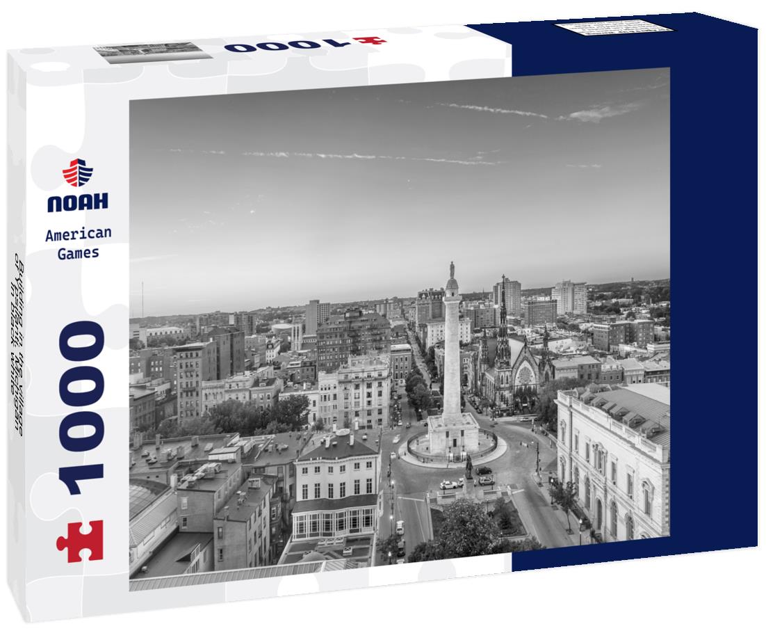 Noah Jigsaw Puzzle Building in the village of Ypsilanti, Michigan in black white 1000 pieces