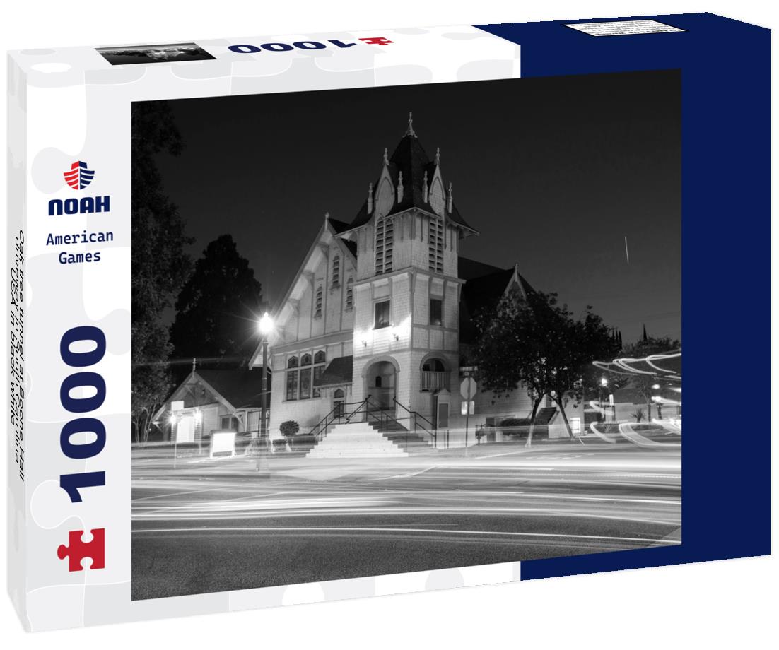 Noah Jigsaw Puzzle Oak tree tunnel at Boone Hall driveway in South Carolina, USA in black white 1000 pieces