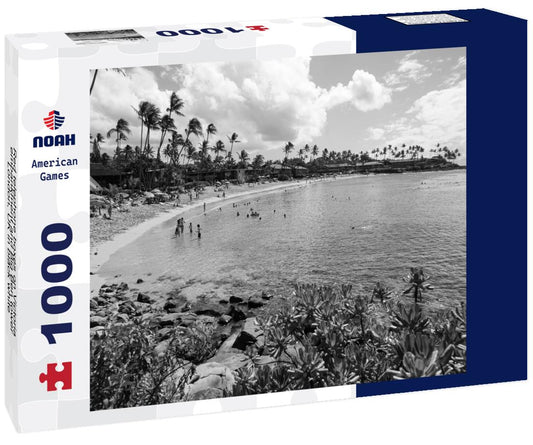 Noah Jigsaw Puzzle Red telephone boxes on Victoria embankment and Big Ben tower, London, UK in black white 1000 pieces