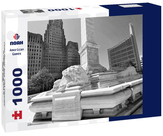 Noah Jigsaw Puzzle Cedar Rapids, Iowa, USA Cityscape at Cedar River at dusk in black white 1000 pieces