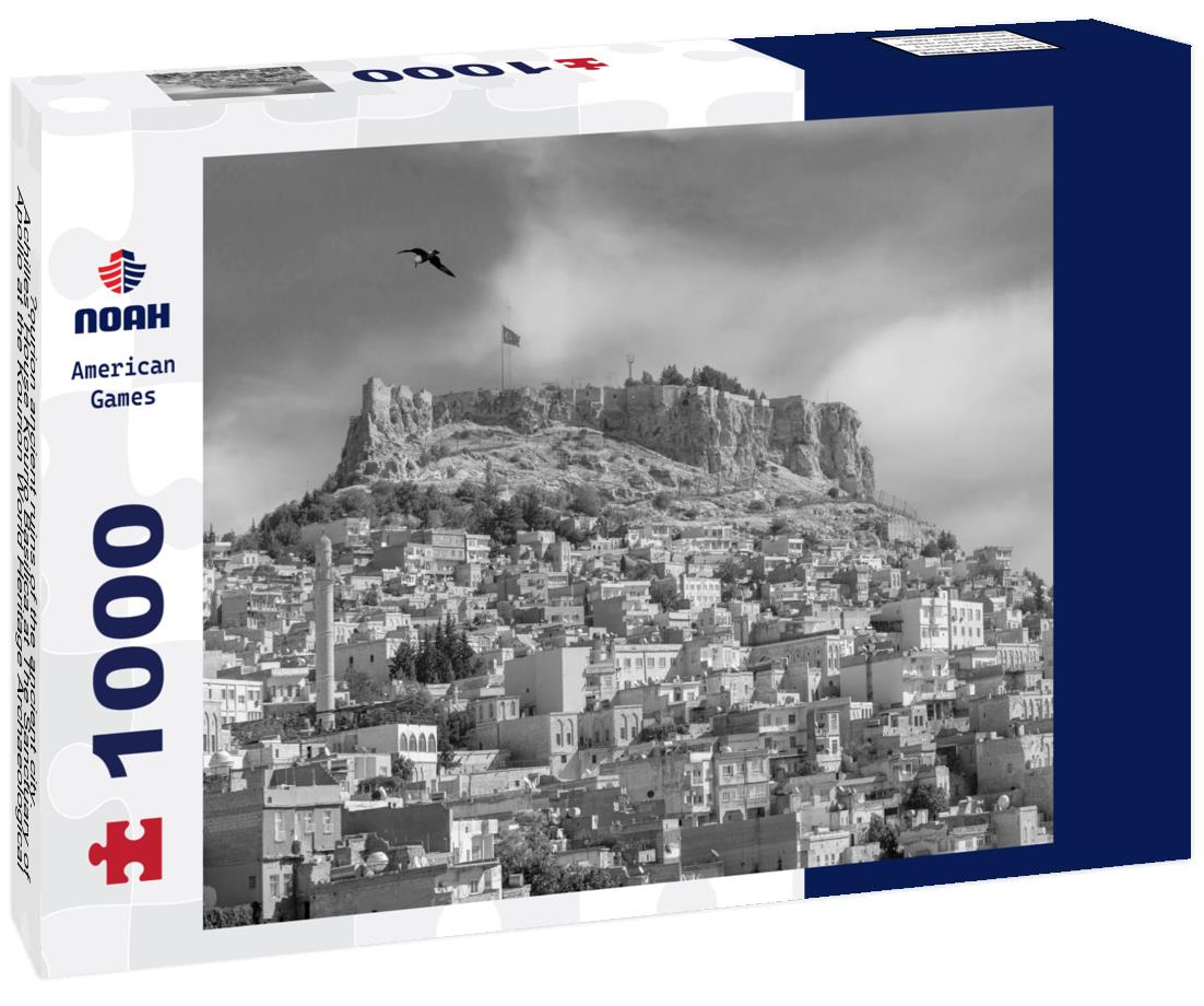 ?ourion ancient ruins of the ancient city. Achilles' House Kourio Basilica at The Sanctuary of Apollo at the Kourion World Heritage Archaeological site near Limassol (Lemesos), Cyprus 1000pc PuzzleBlack and White