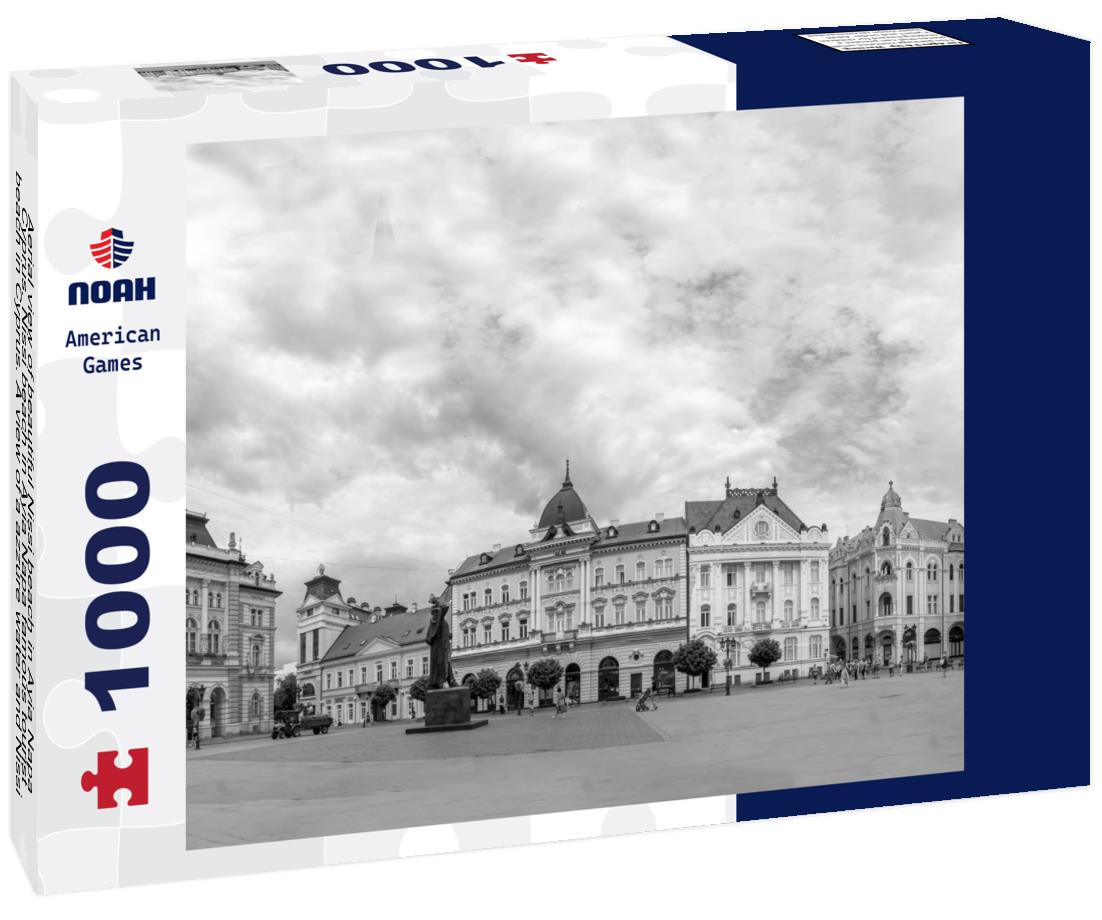 Noah Jigsaw Puzzle Aerial view of beautiful Nissi beach in Ayia Napa, Cyprus. Nissi beach in Ayia Napa famous tourist beach in Cyprus. A view of a azzure water and Nissi beach in Aiya Napa, Cyprus in black white 1000 pieces