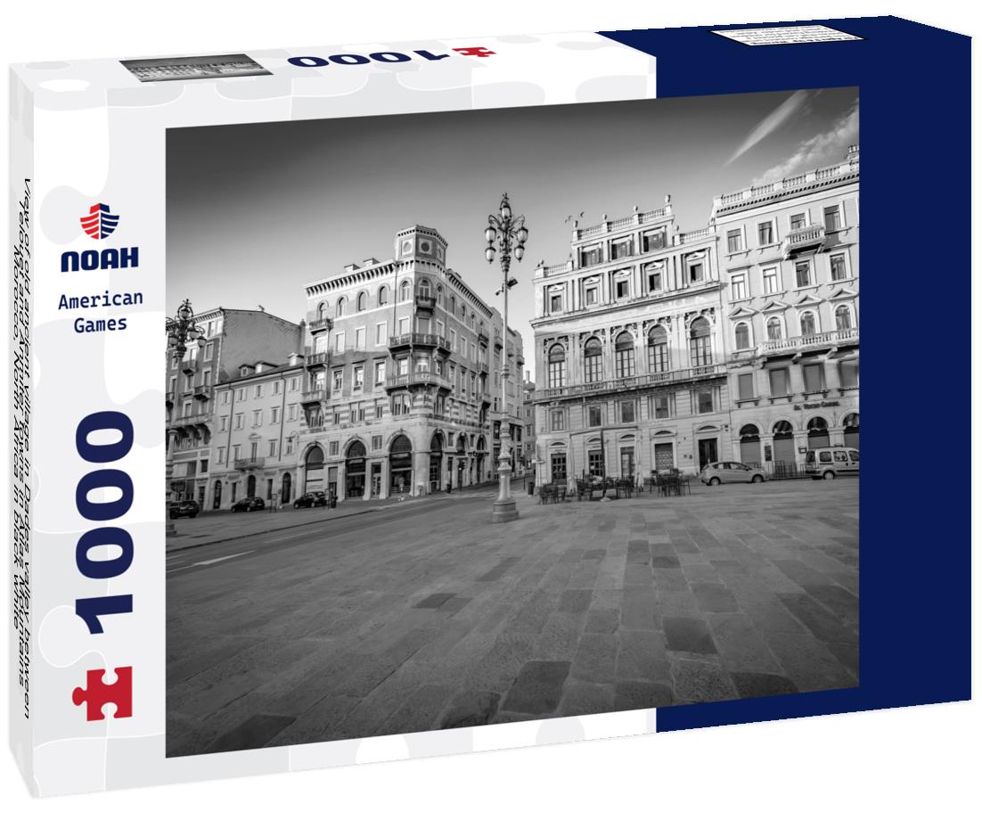 Noah Jigsaw Puzzle View of old ancient village in Dades valley between Telouet and Anmiter towns in Atlas Mountains, Morocco, North Africa in black white 1000 pieces