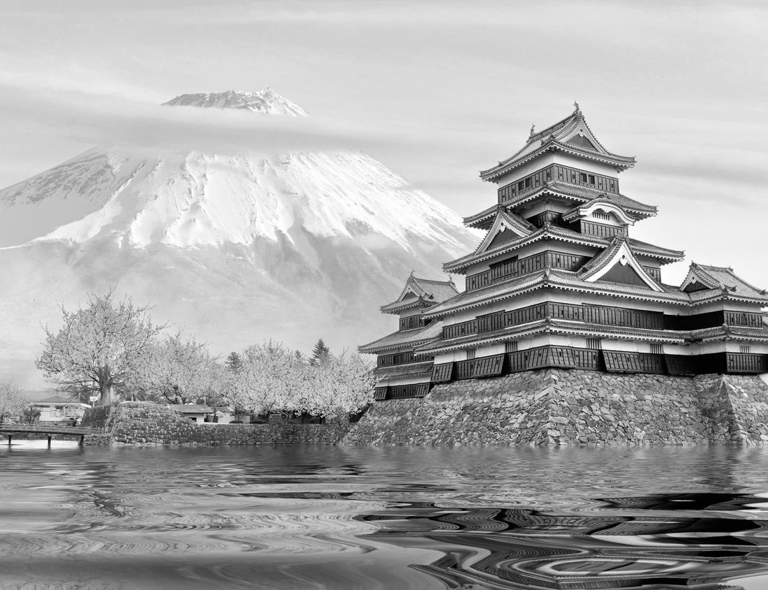 Noah Jigsaw Puzzle Crater Lake and Wizard Island in Crater Lake National Park: Crater Lake, Oregon, USA in black white 1000 pieces