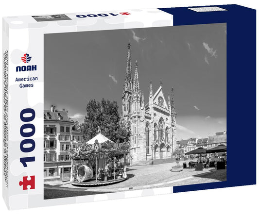 Noah Jigsaw Puzzle Night in Medina alleys and stairs of Chefchaouen, the famous Blue Pearl of Morocco or Blue City. Chaouen is noted for its buildings in shades of blue, UNESCO heritage in black white 1000 pieces