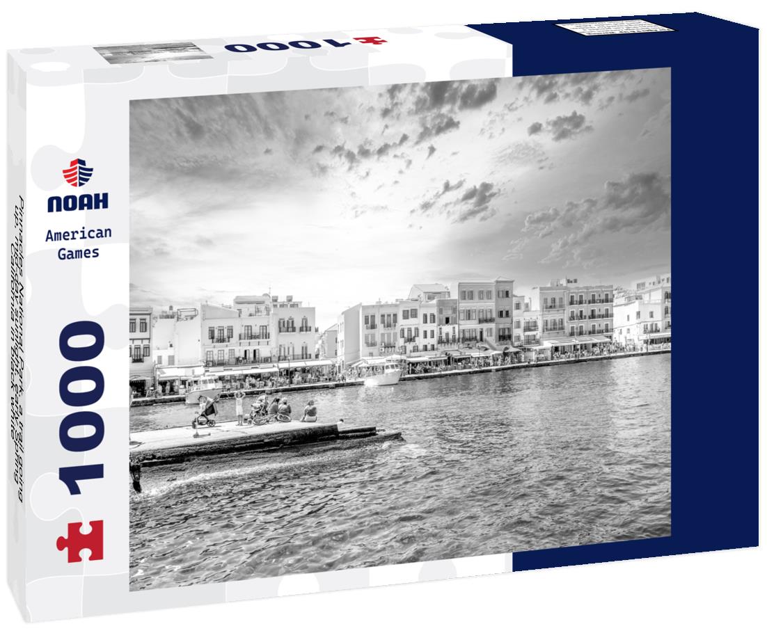 Noah Jigsaw Puzzle Pinnacles National Park, a trail going up, mid-day sunlight, early Spring, California in black white 1000 pieces