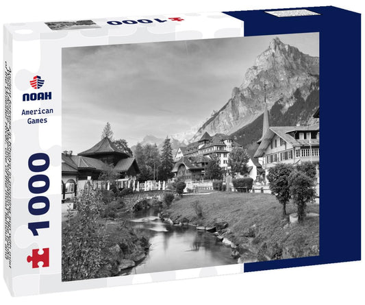 Noah Jigsaw Puzzle Ancient fortress in Khotyn in morning sun with mist, West Ukraine. Majestic fortification on the banks of the Dniester River, one of the most famous and largest castles in Ukraine in black white 1000 pieces