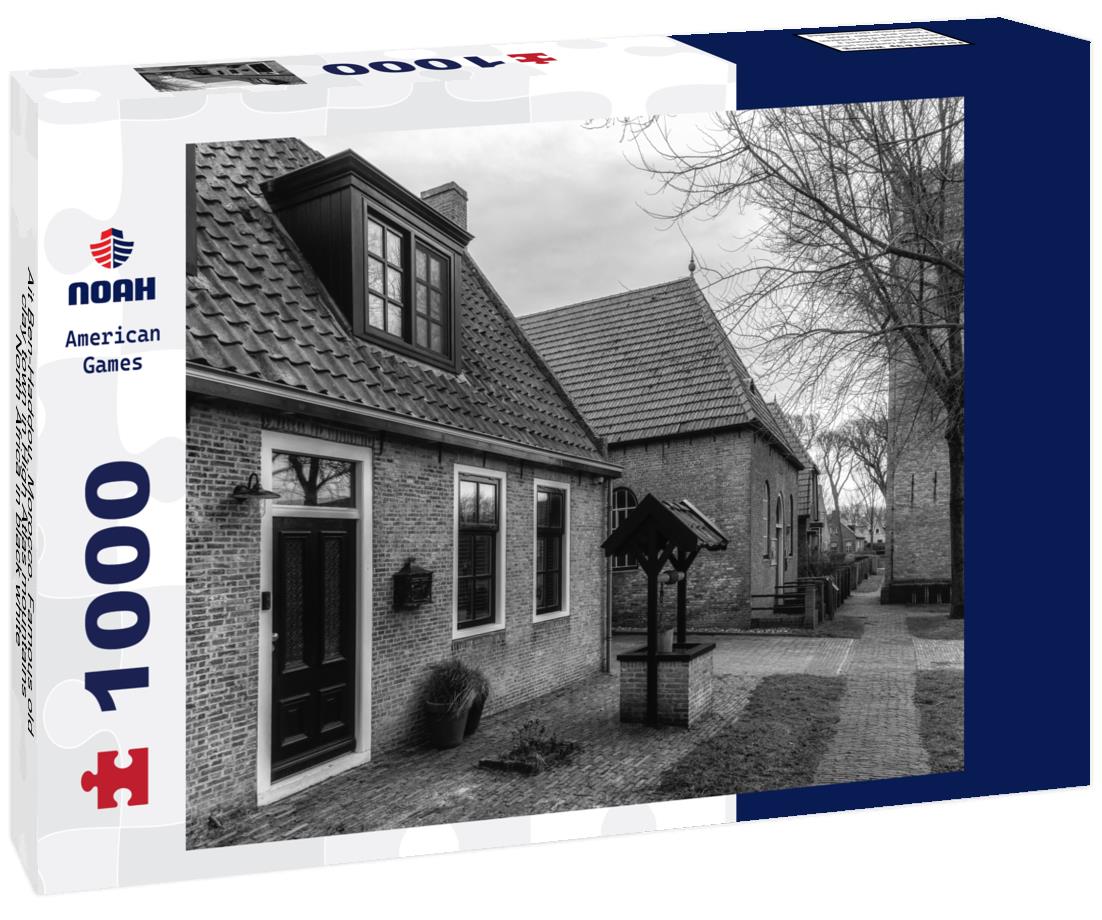 Noah Jigsaw Puzzle Ait Ben-Haddou, Morocco. Famous old clay town in High Atlas mountains, North Africa in black white 1000 pieces