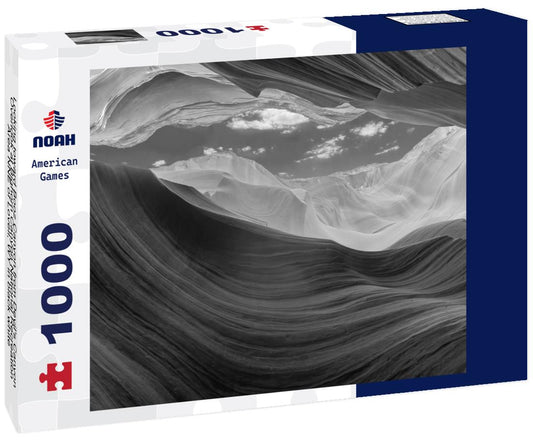 Noah Jigsaw Puzzle Looking toward Booz Canyon from Devil's Canyon Overlook at Bighorn Canyon National Recreation Area NNE of Lovell, WY in black white 1000 pieces