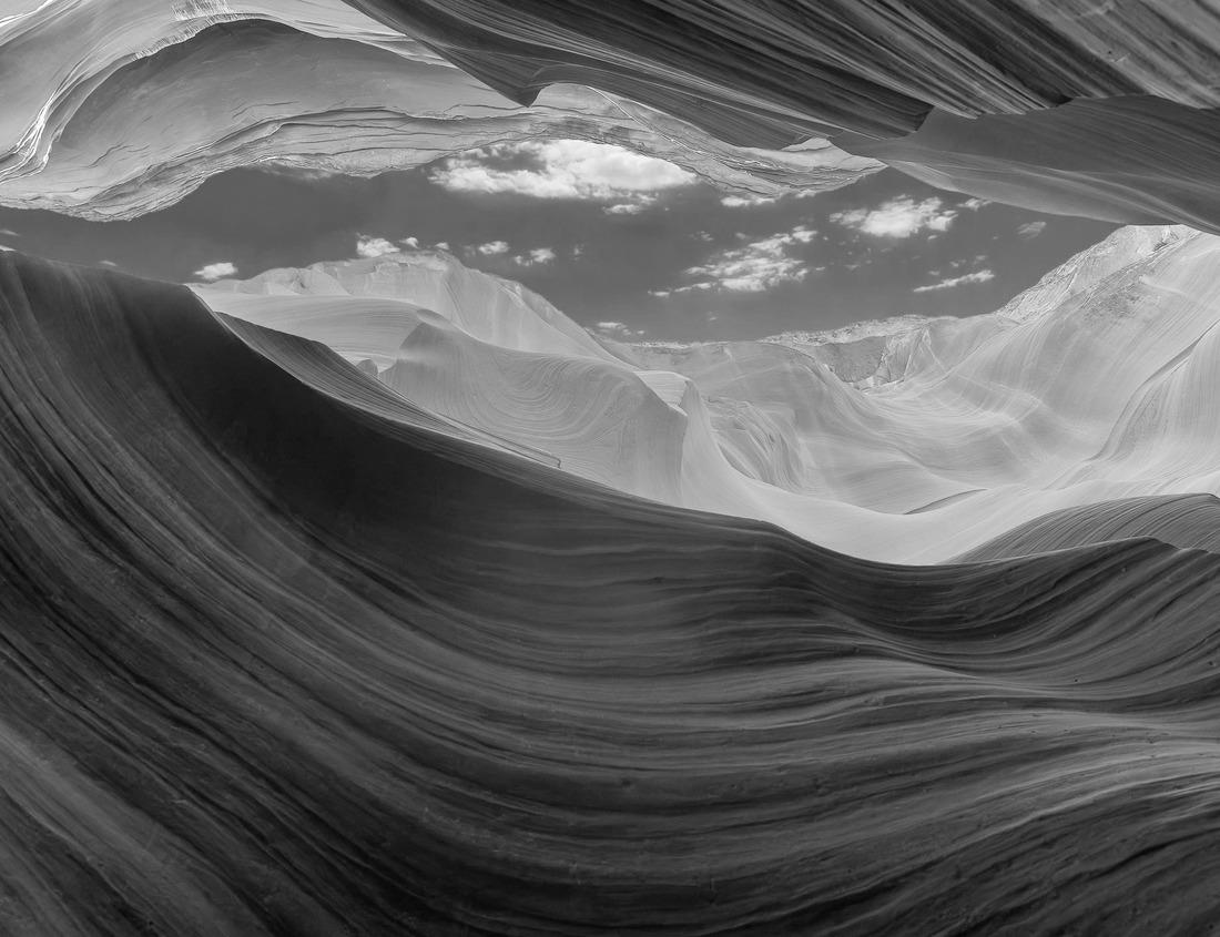 Noah Jigsaw Puzzle Looking toward Booz Canyon from Devil's Canyon Overlook at Bighorn Canyon National Recreation Area NNE of Lovell, WY in black white 1000 pieces