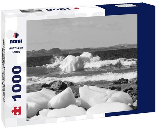 Noah Jigsaw Puzzle Chefchaouen, Morocco. Blue street and painted walls, North Africa travel destination in black white 1000 pieces