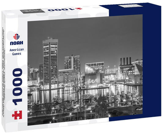 Noah Jigsaw Puzzle Jetrichovice, Czech Republic - Aerial panoramic view of Mariina Vyhlidka (Mary's view) lookout with foggy Czech autumn landscape and colorful pink sunrise sky in Bohemian Switzerland region in black white 1000 pieces