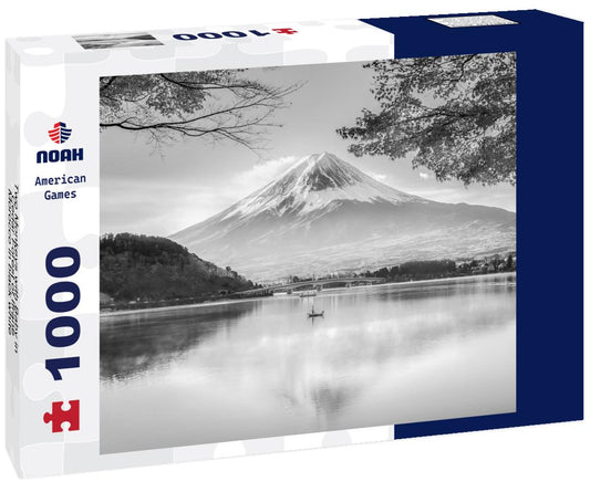 Noah Jigsaw Puzzle Two Monkeys with Baby in Cedar Forest of Ifrane, Morocco in black white 1000 pieces