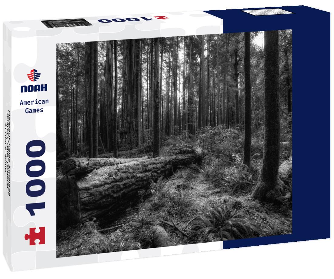 Noah Jigsaw Puzzle Harbour Agios Nikolaos, Island Crete, Greece in black white 1000 pieces